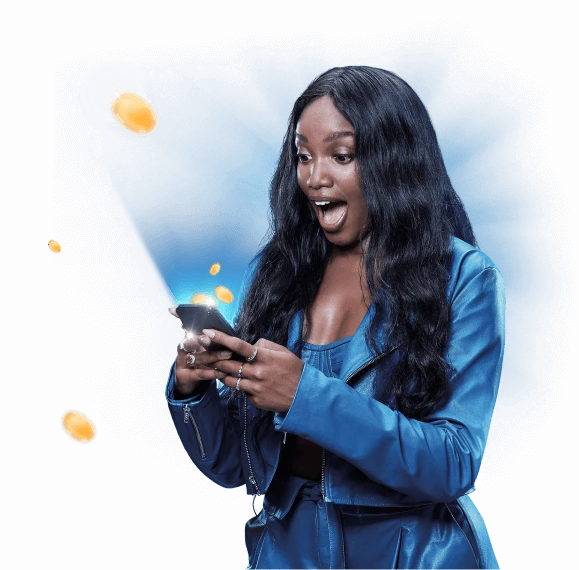 Mulher feliz usando celular TIM